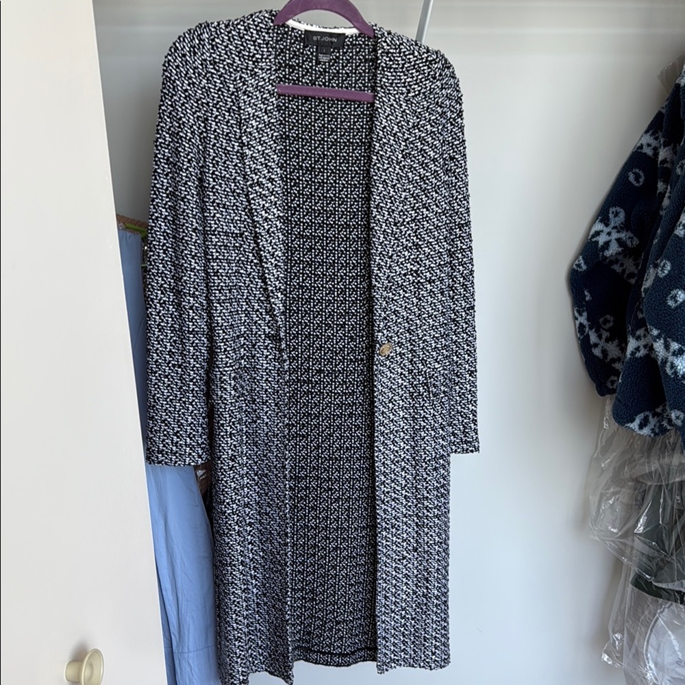 Black and White Tweed Coat